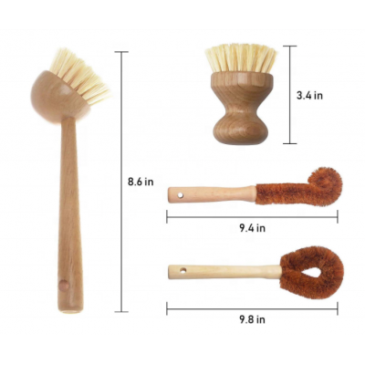 Household Cleaning Sink Wet Scrubber Brushes Wooden Cleaning Scrub Brush Pot Scrubbing Brush for Kitchen, Bathroom, Laundry