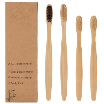 Bamboo Toothbrushes Natural Organic Biodegradable and Vegan Bamboo Soft BPA Free Nylon Bristles For Sensitive Gums